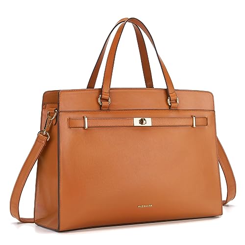 Missnine Laptop Bag for Women 15.6 inch PU Leather Work Tote Bag Large Computer Briefcase Business Office Handbag