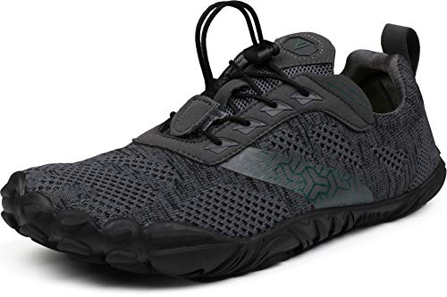 WHITIN Men's Trail Running Shoes Minimalist Barefoot Five Fingers Wide Toe Box Size 12 Gym Workout Fitness Zero Drop Minimus Lifting Hiking Grey 45