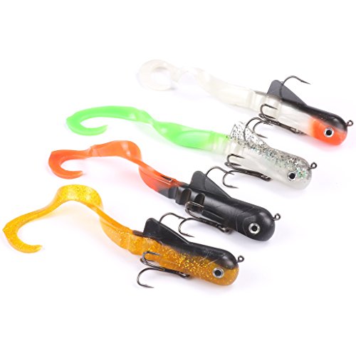 Mizugiwa 8'/20cm 45g Pike Musky Dawg Fishing Soft Bait Lure,Zabder Freshwater Tackle Bull Coarse Pack of 4