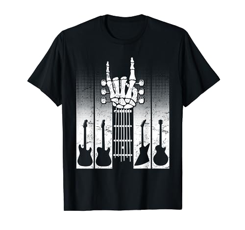 Rock & Roll Guitar Neck Rock On Skeleton Hand Concert T-Shirt