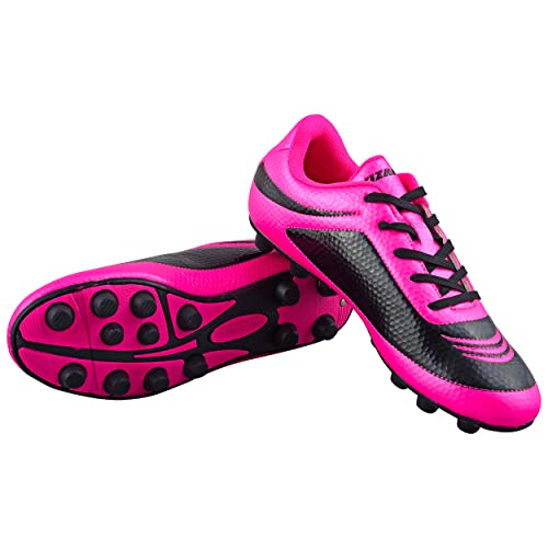 Vizari Infinity FG Soccer Cleats | Firm Ground Soccer Cleats for Outdoor Surfaces and Fields | Lightweight and Easy to wear Youth Soccer Cleats| Pink/Black | Little Kid