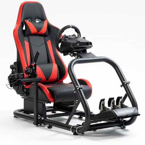 Hottoby Racing Simulator Cockpit With RedSeat Adjustable Double Arm Triangle Support Fit for Logitech I Thrustmaster I FANATEC G29,G920,G923 T300 Shifter Platform Upgrade,No Steering Wheel,Pedal,Handb