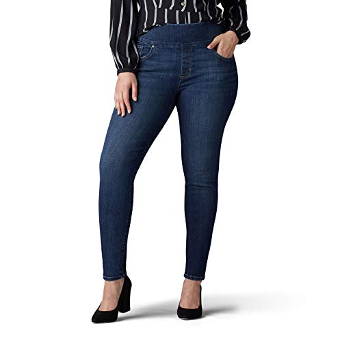 Lee Women's Plus Size Sculpting Slim Fit Skinny Leg Pull on Jean, Landslide, 20W Medium