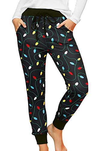 For G and PL Christmas Women's Ugly 3D Print Light Up Pajama Pants Funny Casual with Drawstring Sweatpants Xmas L