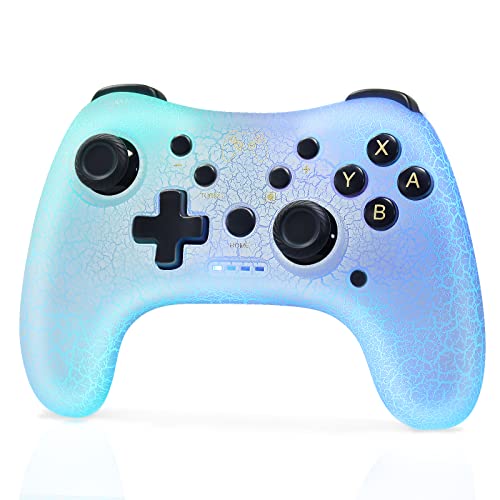 Manba Switch Pro Controller,Wireless Switch Controller Compatible with Nintendo Switch/Lite/OLED/PC,Bluetooth Pro Controller Switch with Adjustable LED Light/Turbo/Vibration,Wake-Up Function（White