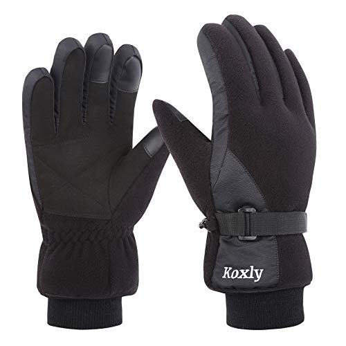 Koxly Winter Gloves Waterproof Windproof 3M Insulated Gloves 3 Fingers Dual-Layer Touchscreen Gloves for Men and Women