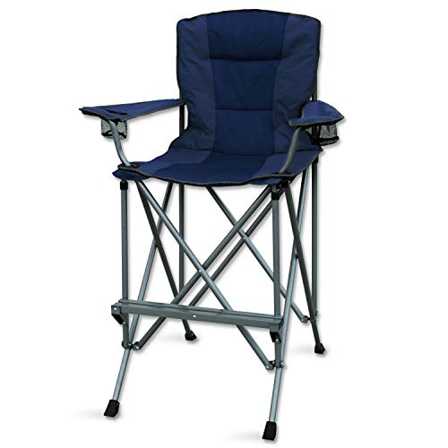 RMS Extra Tall Folding Chair - Bar Height Director Chair for Camping, Home Patio and Sports - Portable and Collapsible with Footrest and Carrying Bag - Up to 300 lbs Weight Capacity (Blue)