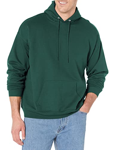 Hanes Men's Pullover EcoSmart Hooded Sweatshirt, Deep Forest, Large