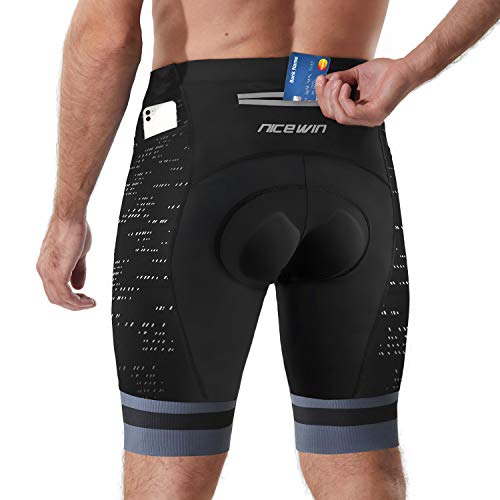 Men's Bike Shorts 4D Padded Cycling Bicycle Riding Pants Road Biking MTB Cycle Pockets Tights (Reflective-Black, X-Large)