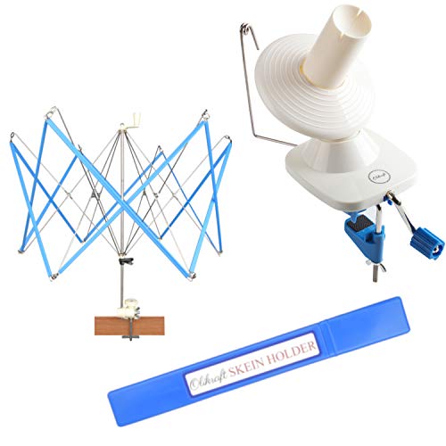 Olikraft Yarn Winder for Crocheting and Umbrella Swift (with Skein Holder) Basic Combo Set