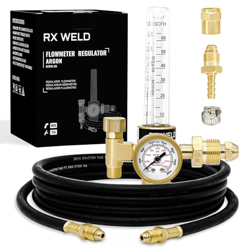 RX WELD Argon Regulator Flow Meter Gas Regulator Gauge for Mig Tig Weld with Gas Hose Welding