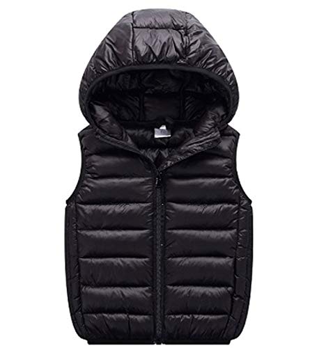 LANBAOSI Boys Girls Winter Hooded Puffer Vest Kids Lightweight Sleeveless Jacket