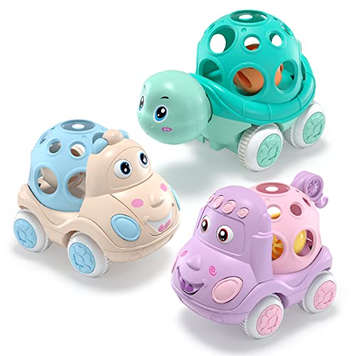 Baby Car Toys, Babies Toy Cars for Baby Boy, Girl Rattle & Roll Truck for Infant Boys Toddler Girls, Push and Go Trucks for 1 2 Year Old Birthday Gift, Stocking Stuffers for Toddlers Infants 18 Months