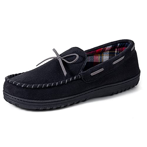 RockDove Men's Jacob Flannel Lined Moccasin, Size 13 US Men, Black/Grey
