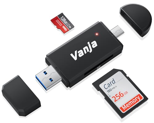 Vanja USB C SD Card Reader USB 3.0, Micro SD Card Adapter Memory Card Reader Used for SD TF SDXC SDHC MMC RS-MMC Micro SD Micro SDXC Micro SDHC UHS-I Cards