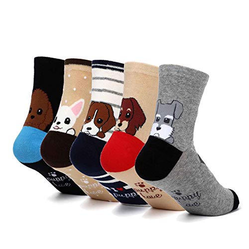 DOBIKULU Womens Grils Cute Animal Socks, Puppy Dog Lover Gifts for Women, Female Presents for Mom Lady, Funny Cotton Casual Crew Novelty Dog Socks, Fun Lovely Print Pattern Socks