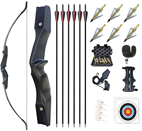 Monsour Archery 53' Takedown Recurve Bow and Arrows Set for Adults Right Hand Longbow Kit Straight Bow for Beginner Shooting Practice 30 40lb (30lb)