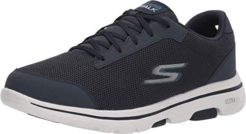 Skechers Men's Gowalk 5 Qualify-Athletic Mesh Lace Up Performance Walking Shoe Sneaker, Navy/Blue, 10.5