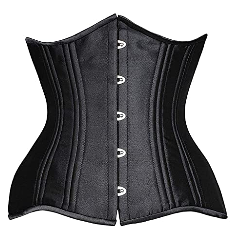 SHAPERX 24 Double Steel-Boned Waist Trainer Corset Shaper Longline Heavy Duty Waist Training Corset, SZ1971-Black-M
