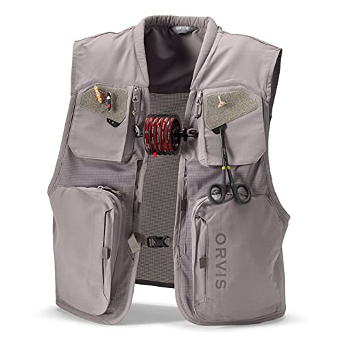 Orvis Clearwater Mesh Fly Fishing Vest - Lightweight Vest with Tool Docks, Tippet Holder Loops, and Fly Drying Patches, Storm Gray - X-Large