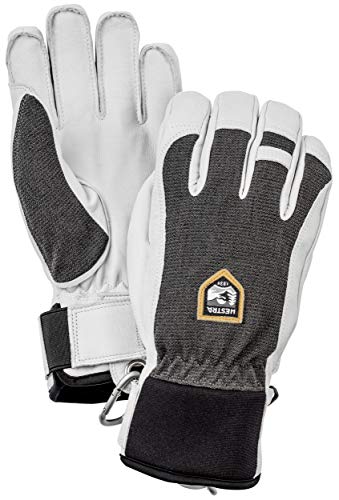 Hestra Ski Gloves: Army Leather Patrol Winter Cold Weather Gloves, Charcoal, 8
