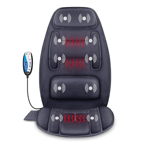 Snailax Back Massager with Heat and Vibration, Massage Chair Pad with 10 Vibration Motors & 2 Heat Levels, Massage Cushion, Chair Massager for Home Office Use, Renew