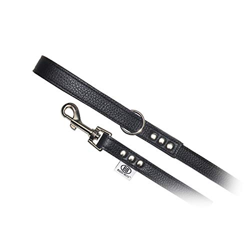 BUDDY BELT All Pebble Grain Leather Leash Black - Premium Edition (1/2' x 4')
