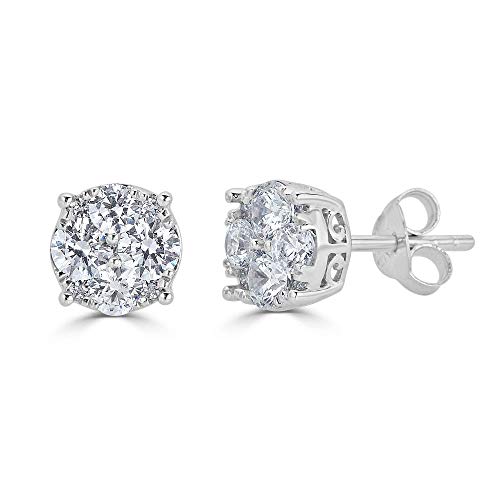 1/2Ct Women Round Diamond Stud Earrings Set in Sterling Silver