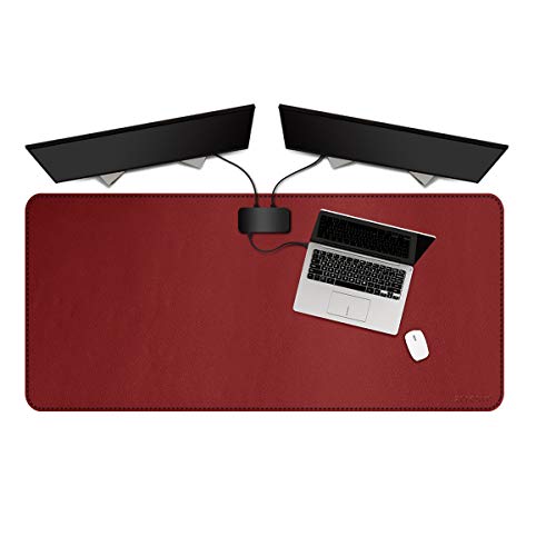 ZORESYN 3XL Large Mouse Pads (47.2' x 23.6') - PU Leather Extended Large Gaming Mousepad Desk Mat - Nonslip Base and Waterproof Desktop Keyboard Extended Mouse Mat (Red, 3X-Large)