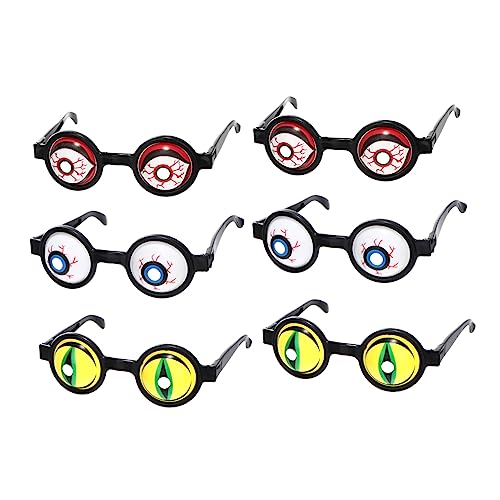 FOYTOKI 6pcs halloween glasses Birthday Party Glasses Spring Eyeball halloween party halloween costume glasses for eyes children sunglasses Party Eyeglasses aldult plastic Grau newborn