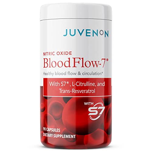Juvenon BloodFlow-7 Blood Circulation Supplement Butch Booster BeetrootNitric Oxide Booster varicose Vein Optimizer Blood Pressure and Cholesterol Support Healthy Legs and feet 90 Capsules
