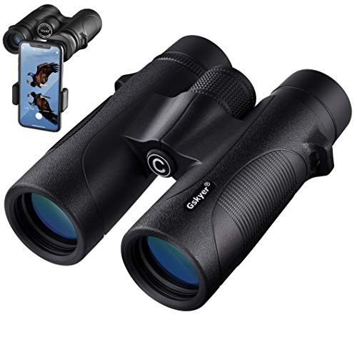 Gskyer Binoculars, 12x42 Binoculars for Adults and Kids, Binoculars for Hunting, Binoculars for Bird Watching Travel Concerts Sports Stargazing and Planets-Large Lens BAK4 Prism FMC-with Phone Mount
