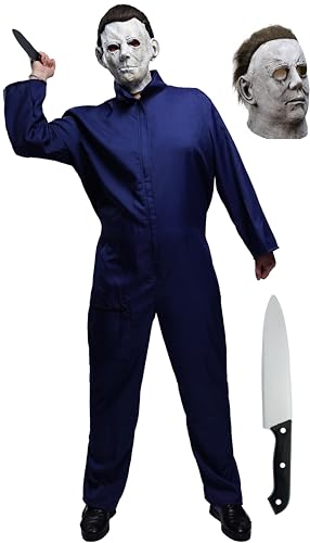 Maxim Party Supplies Adult Michael Myers Halloween Killer Deluxe Costume for Men Includes Jumpsuit, Toy Knife, Mask with Hair (Large)