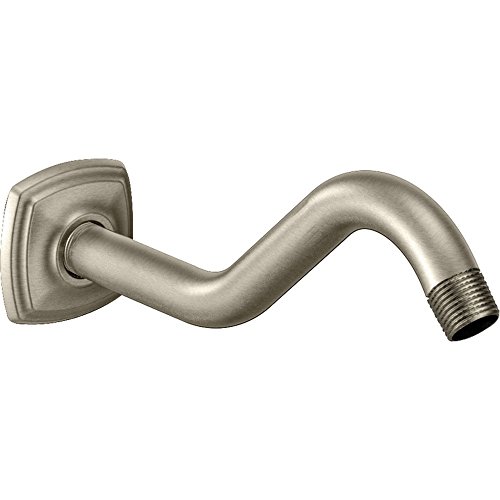 Moen 161951BN Curved Shower Arm with Wall Flange, Brushed Nickel