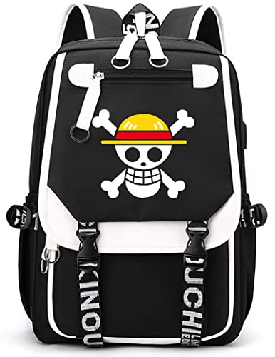 Mensdoor Anime Backpack USB with Charging Port Large Capacity School Bag Cosplay Bookbag for Boys Girls