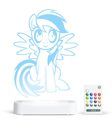Rainbow Dash My Little Pony Starlight - Color Change 12 Color Pattern LED Decorative Night Light for Kids with Remote