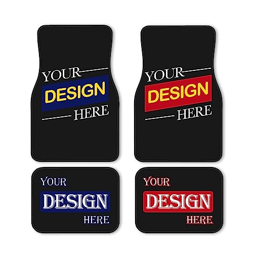 Custom Car Floor Mat Personalized Fit Car Mats with Your Customized Image Name Text 4 Pieces Set (Front & Rear) Soft Thickened Non Slip Waterproof Automotive Floor Mats for SUV Sedan Car Van