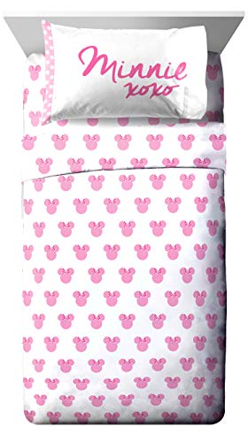 Jay Franco Disney Minnie Mouse Pink & White Sheet Sets (Twin)