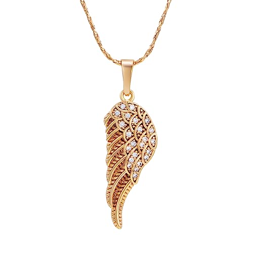 XUPING Angel Wing Necklace for Women Guardian Angel Pendant 18K Gold Plated Cubic Zirconia Wing Necklace Jewelry Birthday Party Gifts