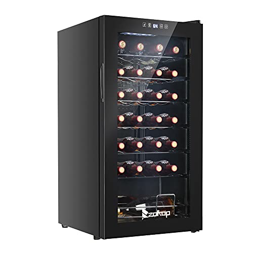 Winado 28 Bottle Compressor Wine Cooler Refrigerator w/Adjustable Temperature, Freestanding Compact Mini Wine Fridge with Digital Control & Removable Shelves