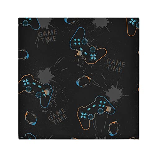Oyihfvs Seamless Video Game Gamepad Joysticks in Black Blue Neon on Black Cloth Napkin of 6,Dinner Napkins Reusable Table Napkin Washable Polyester Fabric for Cocktail Party Holiday Wedding Home