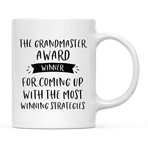 Andaz Press 11oz. Ceramic Coffee Tea Mug Funny Coworker Office Award Winner Prize Gag Gift, The Grandmaster Award Winner, For Coming Up With the Most Winning Strategies, 1-Pack, With Gift Box