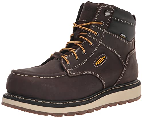 KEEN Utility Men's Cincinnati 6' Composite Toe Waterproof Wedge Work Boots, Dark Chocolate/Sandshell, 10.5 Wide