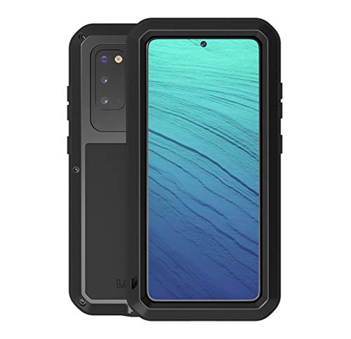 Love Mei for Samsung Galaxy S20 Case,Outdoor Sports Heavy Duty Waterproof Shockproof Dust/Dirt Proof Aluminum Metal+Silicone+Tempered Glass Case Cover for Samsung Galaxy S20 6.2inch (Black)
