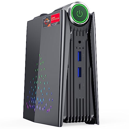 [Gaming PC] Mini PC Gaming, AMD Ryzen 7 5700U (up to 4.3Ghz) 32GB DDR4 512GB M.2 SSD 11 Pro Zen 3 Ryzen Mini PC RGB Lights AMR5 Mini Computer WiFi6 4K HDMI DP Type-C Small PC, Auto Power On