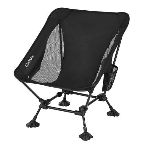 ATEPA Ultralight Camping Chair for Backpacking Hiking, Portable Compact Lightweight Folding Camp Chairs for Adults - Square Aluminum Frame with Anti-Sinking Feet for Beach Lawn Travel BBQ Outdoor
