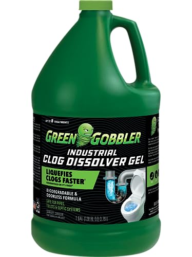 Green Gobbler Industrial Strength Grease and Hair Drain Clog Remover | Drain Cleaner Gel | Safe for Pipes, Toilets, Sinks, Tubs, Drains & Septic Systems | 1 Gallon