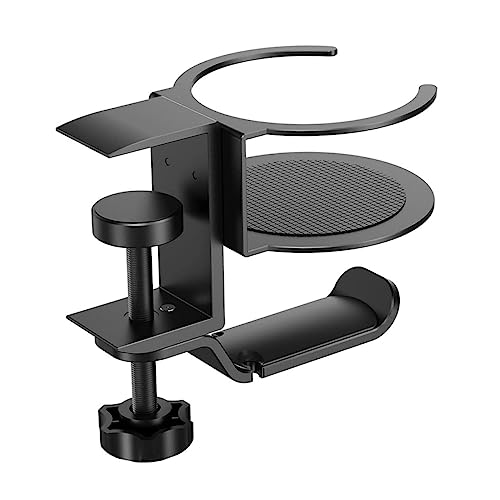 Zerodeko Headset PC Headphone Hanger Headset Desktop Stand Holder Cup Holder for Desk Gaming PC Accessories Headset Holder PC Stand Desk Cup Holder Clamp Headphone Stand Computer Metal