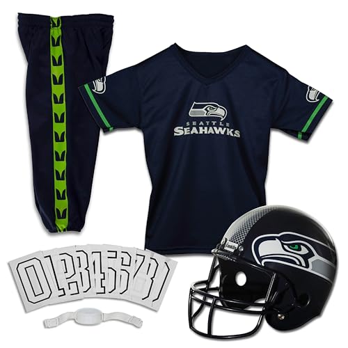 Franklin Sports Seattle Seahawks Kids NFL Uniform Set - Youth NFL Team Jersey, Helmet, Pants + Apparel Costume - Official NFL Gear -Youth Small