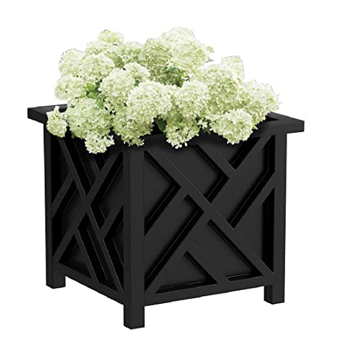 Trenton Gifts Chippendale Planters. Set of 2 .Black. Great for Outdoor Decor, Patio and Lawn Plant Holder
